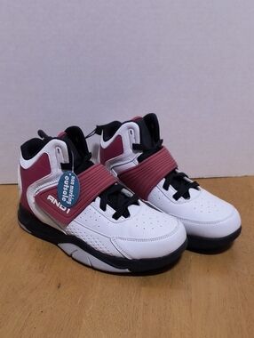 And1 Kids High-Top Sneakers in White and Burgundy Size 4